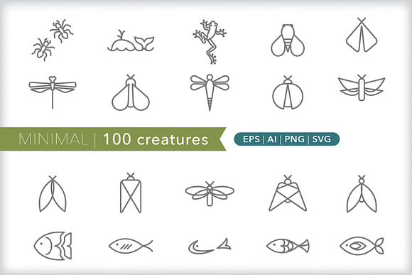 Minimal 100 creature icons in Cat Icons - product preview 4