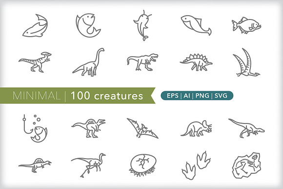 Minimal 100 creature icons in Cat Icons - product preview 5