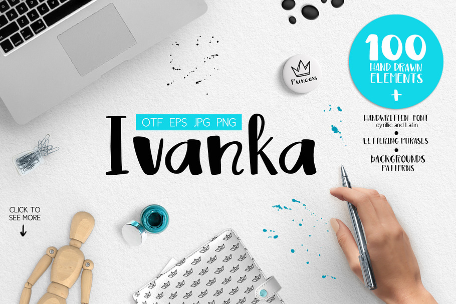 Ivanka Font•Patterns•Vector elements in Script Fonts - product preview 8