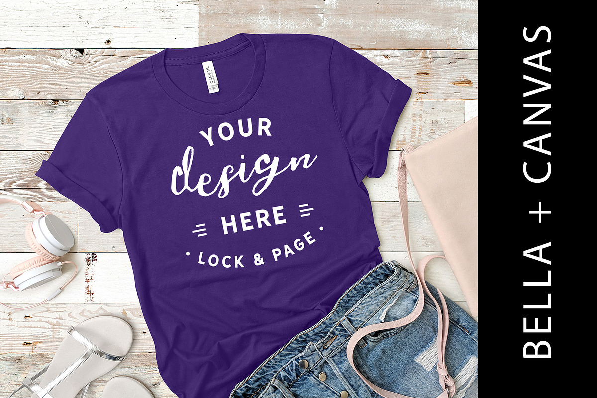 Team Purple Bella Canvas 3001 Mockup in Product Mockups - product preview 8