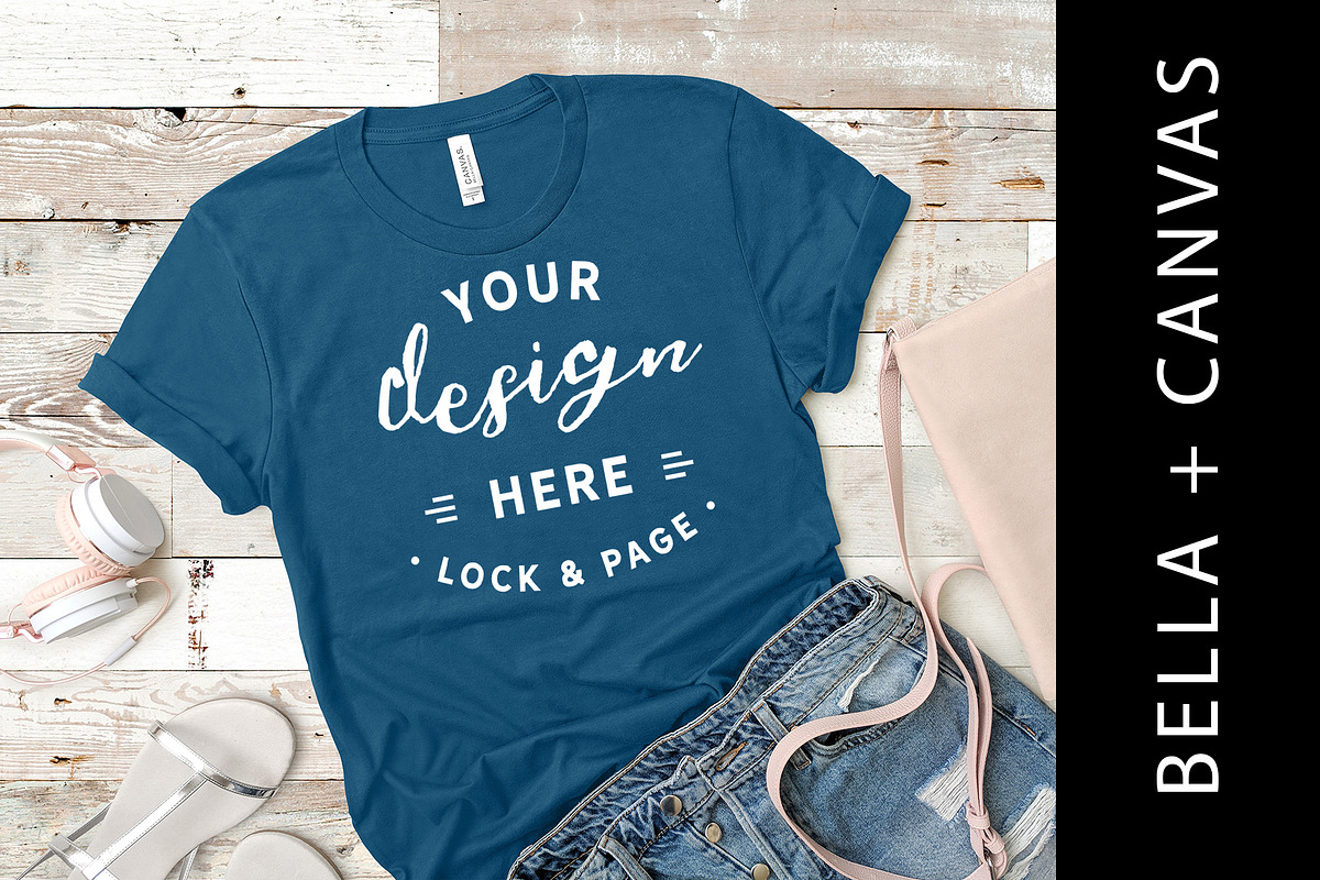 Bella Canvas 3001 TShirt Mockup Teal in Product Mockups - product preview 8