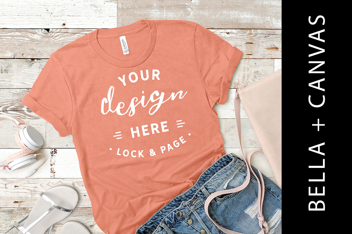 Bella Canvas Sunset T-Shirt Mockup in Product Mockups - product preview 8