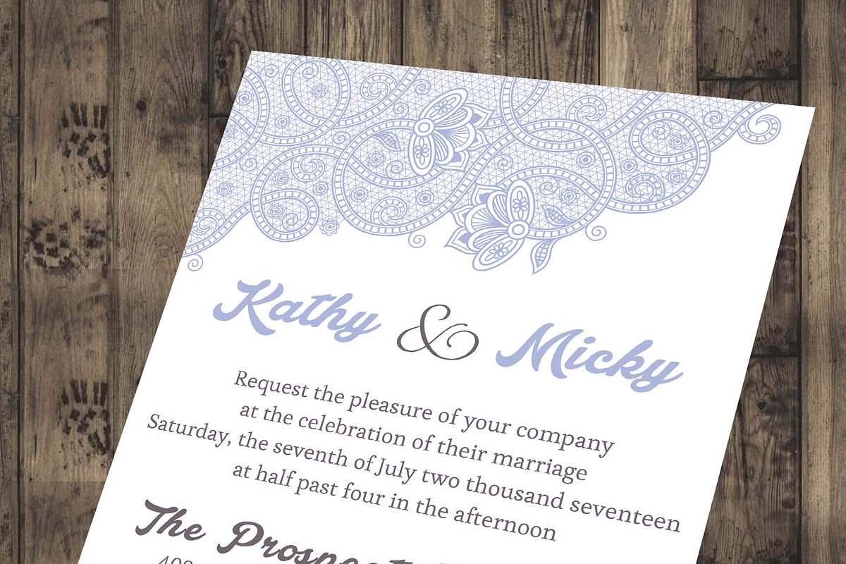 Lace Diy Invitation-02 in Wedding Templates - product preview 8