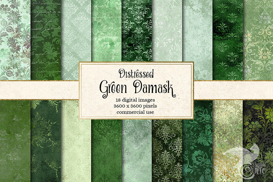 Distressed Green Damask Textures in Textures - product preview 8