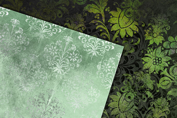 Distressed Green Damask Textures in Textures - product preview 1