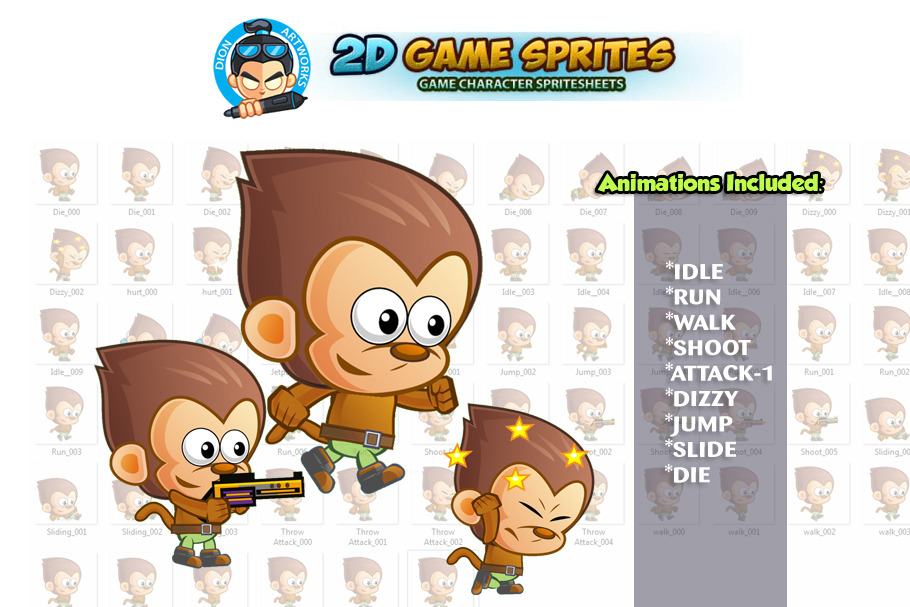Monkey 2D Game Sprites