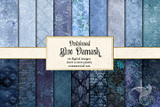 Blue Distressed Damask Textures