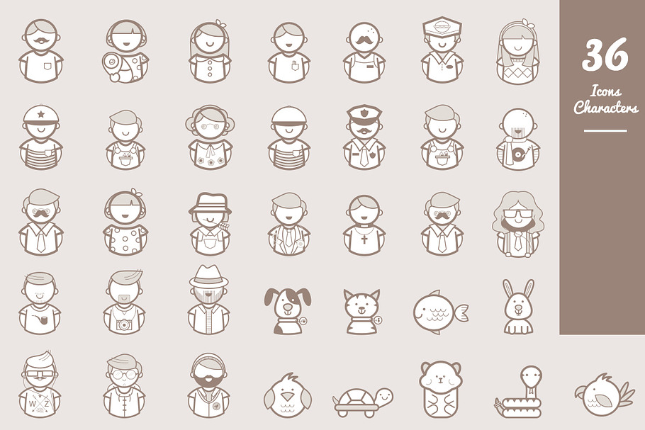 36 Icons Character Set