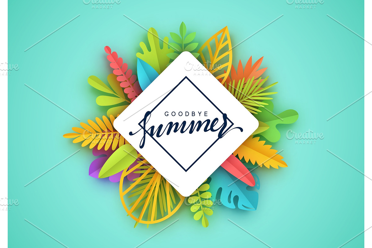 Tropic summer background, palm leaf, paper flower. in Product Mockups - product preview 8
