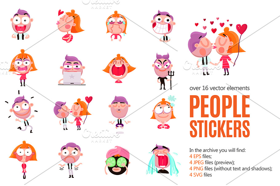 People Stickers Set in Illustrations - product preview 8