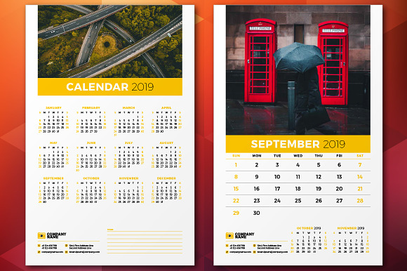 Wall Calendar 2019 in Stationery Templates - product preview 5