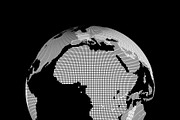 Planet earth map symbol on black background, Internet concept of global business, 3d illustration