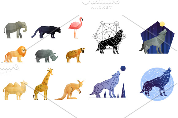 Polygonal Animals Set in Illustrations - product preview 1