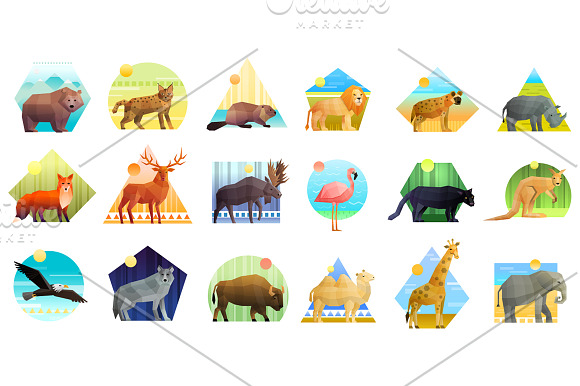Polygonal Animals Set in Illustrations - product preview 2