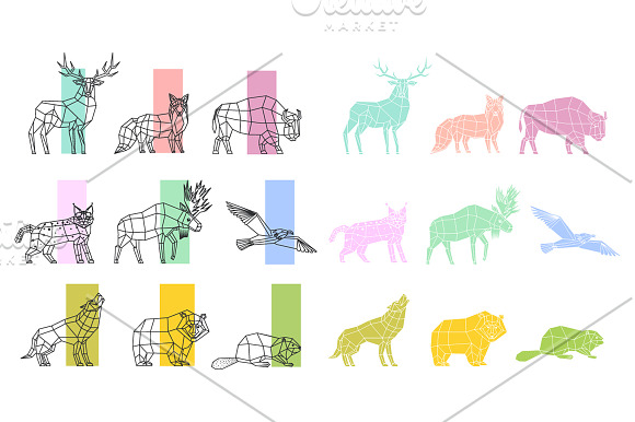 Polygonal Animals Set in Illustrations - product preview 3