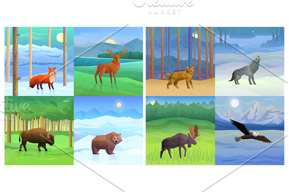Polygonal Animals Set in Illustrations - product preview 7