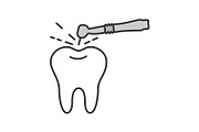 Tooth drilling process color icon