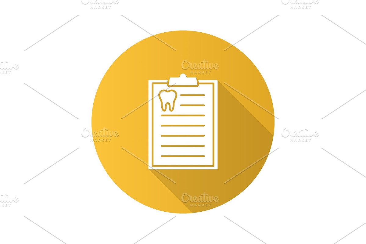 Teeth diagnostic report flat design long shadow glyph icon in Graphics - product preview 8
