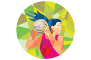 Netball Player Ball Rebound Low Poly