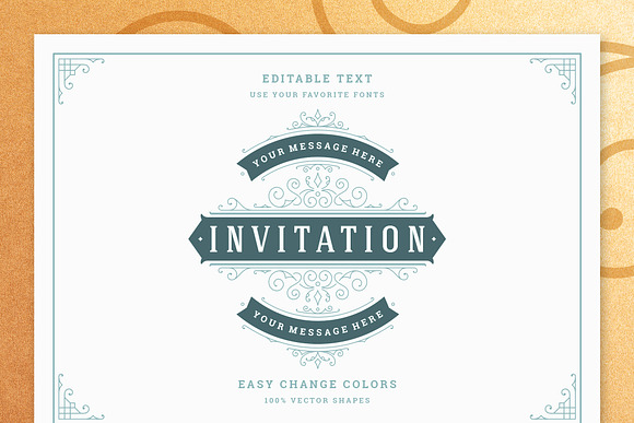10 Vintage Ornament Invitations  in Wedding Templates - product preview 5
