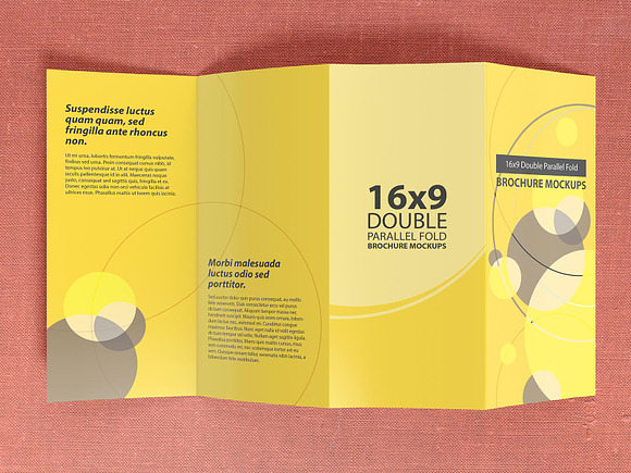 16×9 Double Parallel Brochure Mockup in Print Mockups - product preview 3