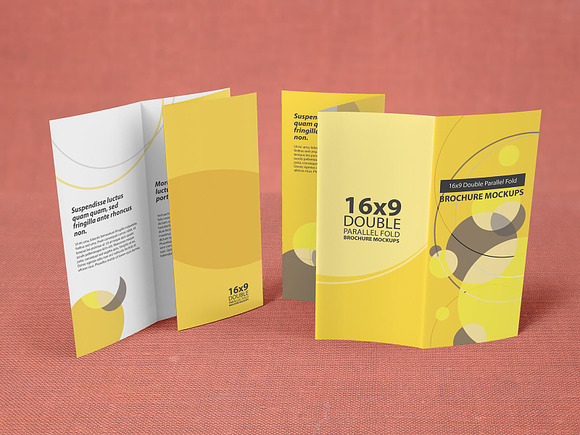 16×9 Double Parallel Brochure Mockup in Print Mockups - product preview 6