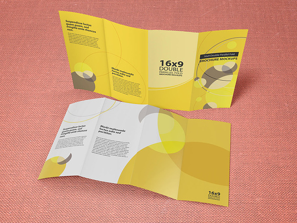 16×9 Double Parallel Brochure Mockup in Print Mockups - product preview 7