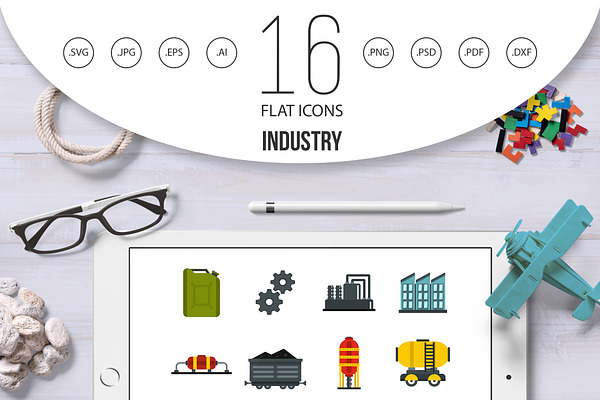 Industry set flat icons