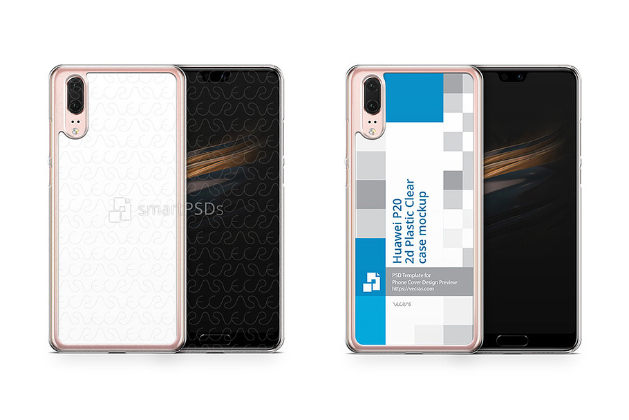 Huawei P20 2d PC Clear Case Mockup