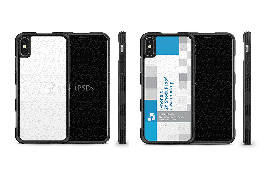 Apple iPhone X 2d ShockProof Rubber  in Product Mockups - product preview 8