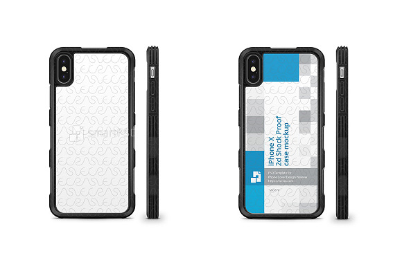 Apple iPhone X 2d ShockProof Rubber  in Product Mockups - product preview 1