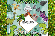 Dinosaurs png clipart set