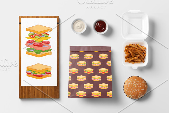 Sandwiches, sandwich's ingredients in Illustrations - product preview 6