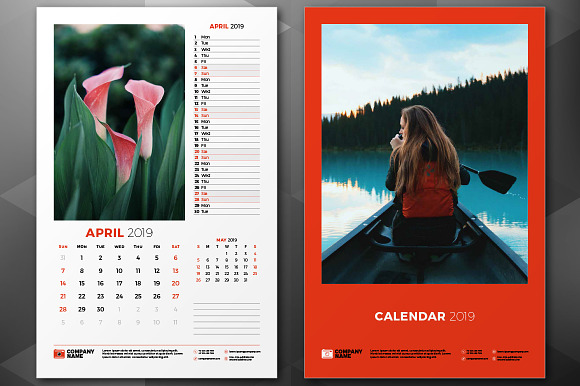 Wall Calendar 2019 in Stationery Templates - product preview 2