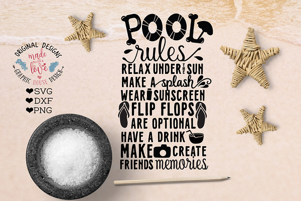 Pool Rules Cut File and Printable