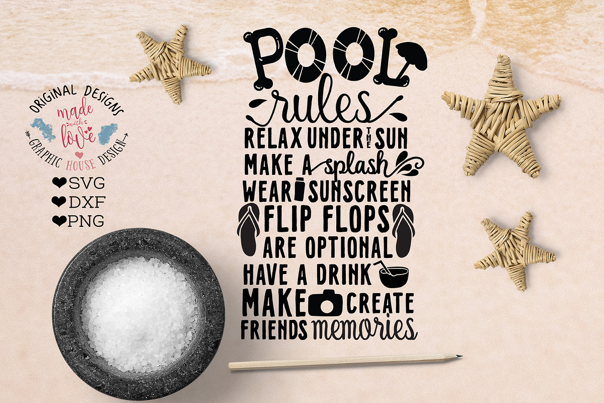 Pool Rules Cut File and Printable in Illustrations - product preview 8