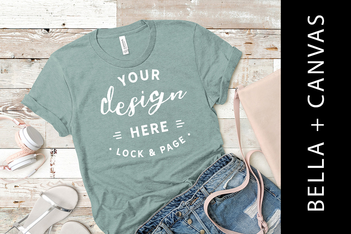 Heather Dusty Blue Bella Canvas in Product Mockups - product preview 8