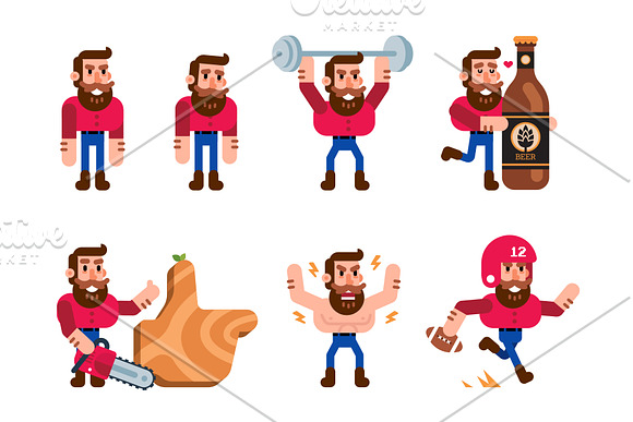 5 Vector Flat Characters Bundle in Illustrations - product preview 1