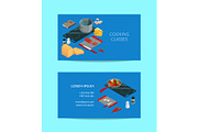 Vector cooking food isometric business card