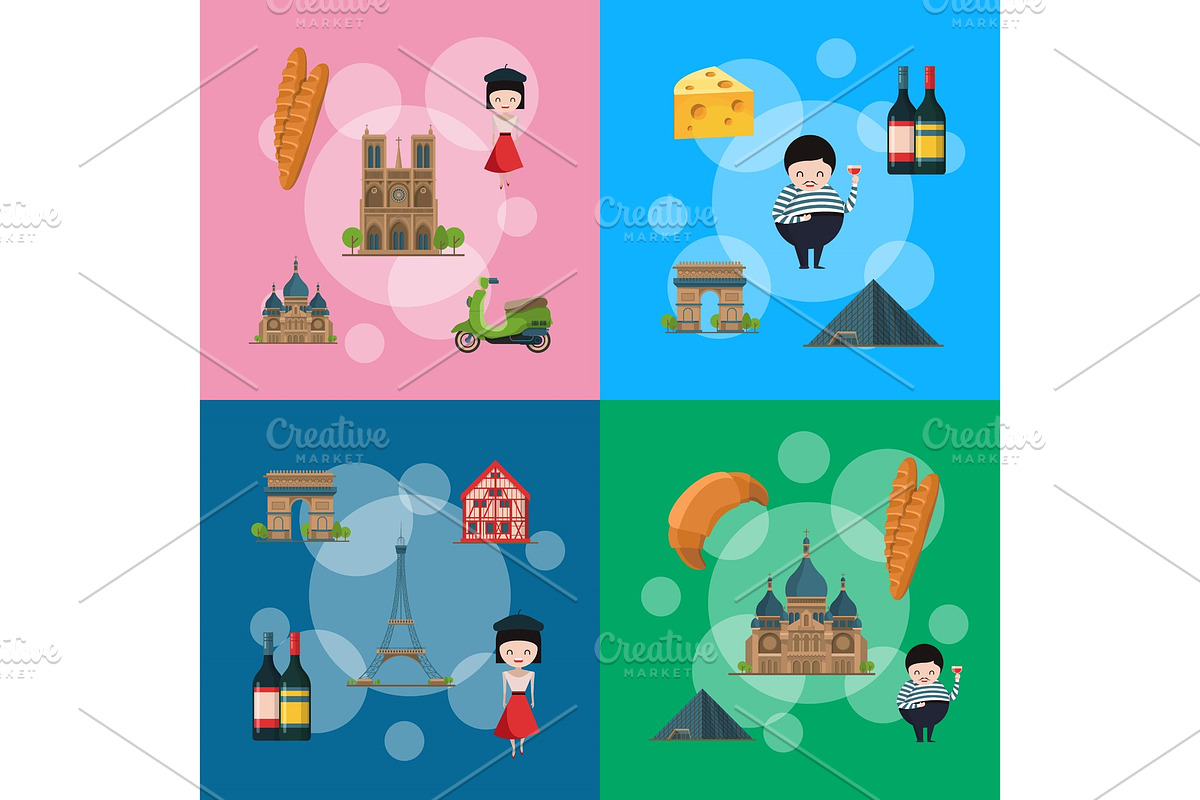 Vector cartoon France sights illustration in Graphics - product preview 8