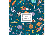 Vector hand drawn space elements background with place for text illustration