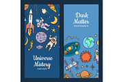 Vector hand drawn space elements web banners illustration