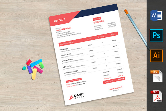 Invoice Template in Stationery Templates - product preview 2