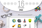 Space set flat icons