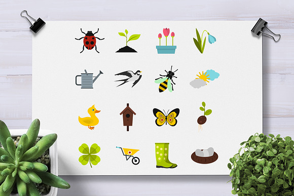 Spring icons set, flat style in Graphics - product preview 1