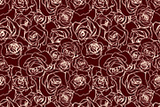Vanilla outline rosebuds on dark