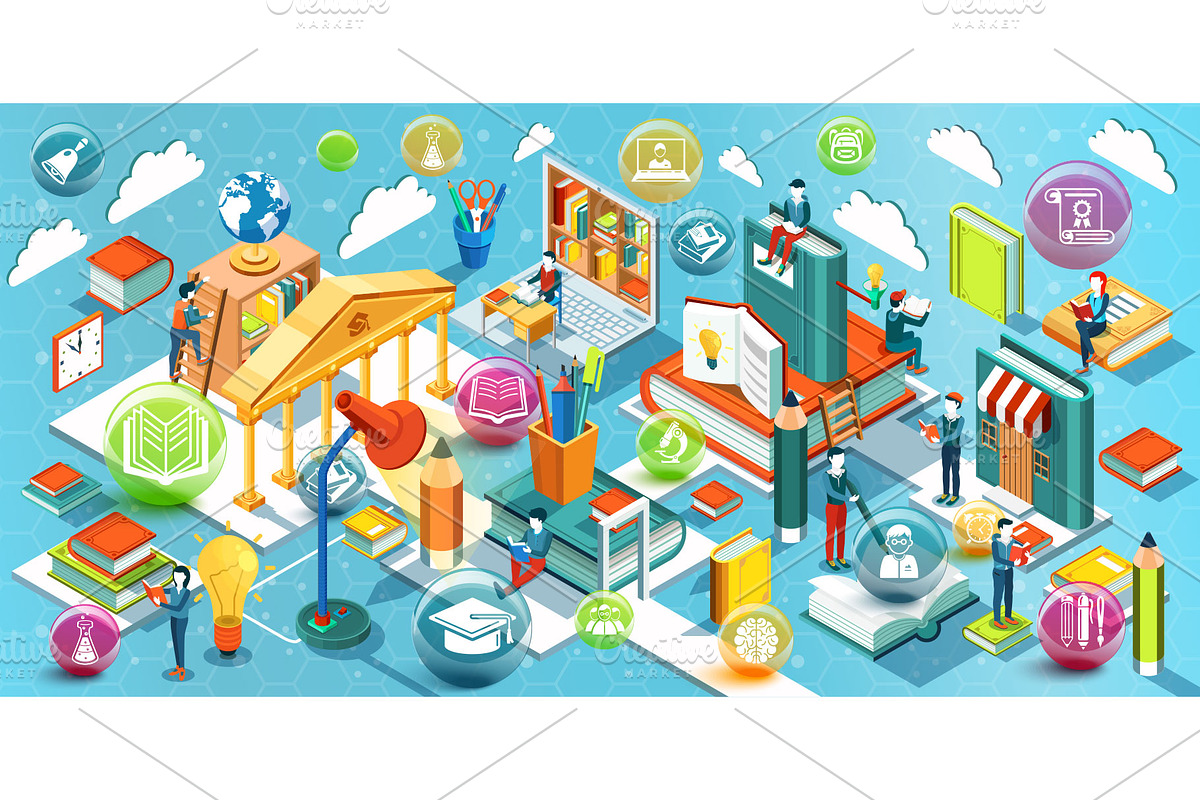 Online education Isometric  in Illustrations - product preview 8