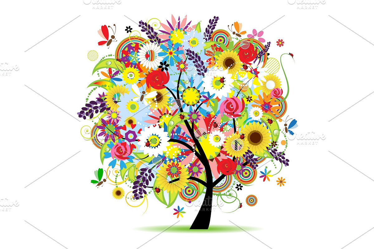 Floral tree beautiful in Illustrations - product preview 8