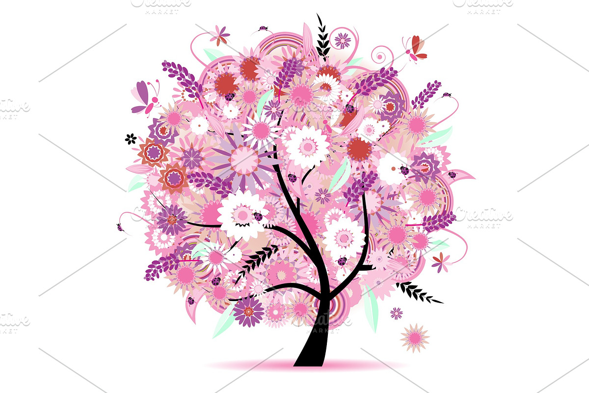 Floral tree beautiful in Illustrations - product preview 8