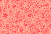 Red outline rosebuds on pink